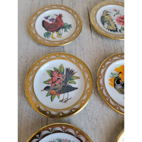 Franklin Porcelain official state bird flowers mini plate set home decor - Picture 3 of 8